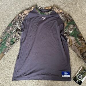 Gray Long Sleeve Tee with Camouflage Sleeves